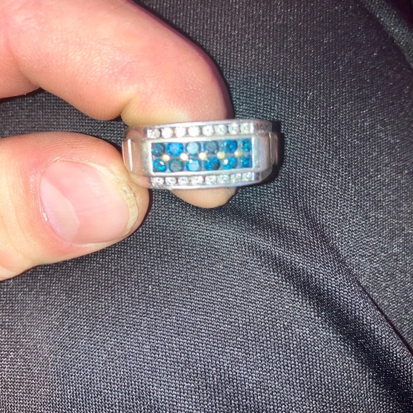 Other | 1 K White Gold Mens Ring Two Rows Of Diamonds Two Rows Of ...